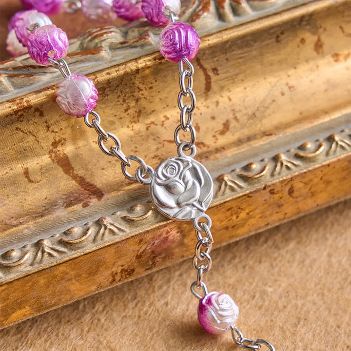 Christianartworkshop Chapelet de perles de rose céleste avec crucifix : symbole de guidance constante - image 3