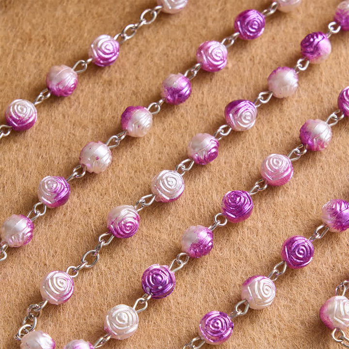 Christianartworkshop Chapelet de perles de rose céleste avec crucifix : symbole de guidance constante - image 2