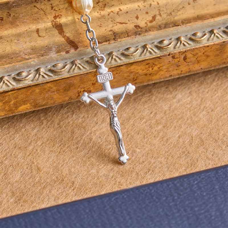 Christianartworkshop Chapelet de perles de rose céleste avec crucifix : symbole de guidance constante - image 9