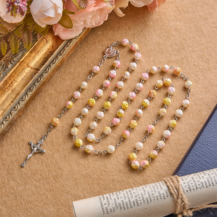 Christianartworkshop Chapelet de perles de rose céleste avec crucifix : symbole de guidance constante - image 6