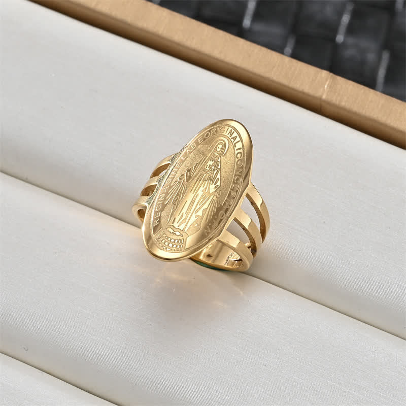 Christianartworkshop Bague médaillon avec portrait sacré et croix : emblème de douce protection céleste - Notre-Dame B - US 12 - image 5
