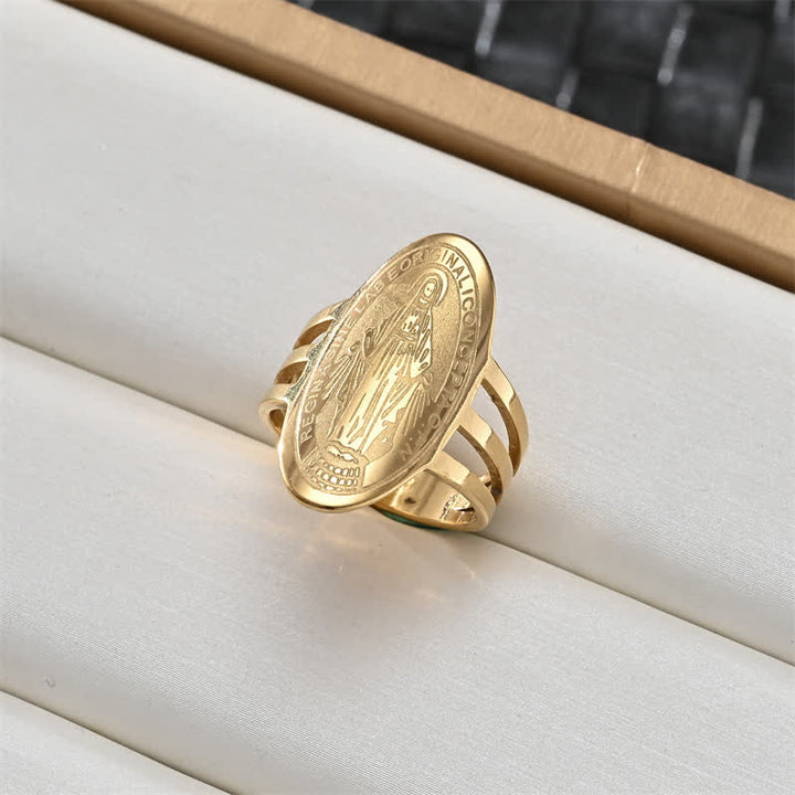 Christianartworkshop Bague médaillon avec portrait sacré et croix : emblème de douce protection céleste - Notre-Dame B - US 12 - image 5