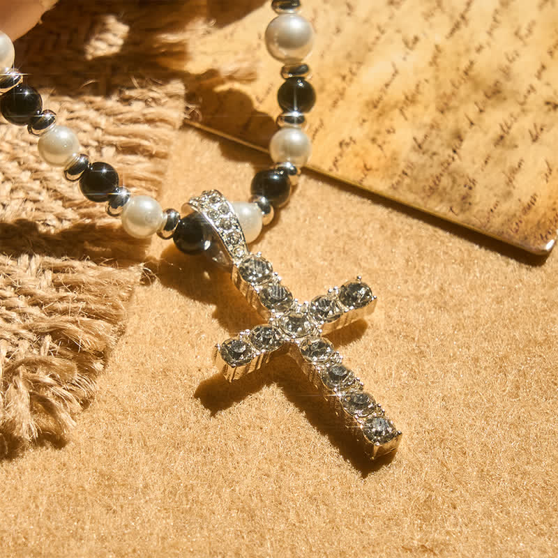 Christianartworkshop Collier de perles en forme de croix à l'éclat poli : signe d'une guidance céleste constante - image 5