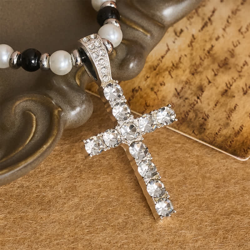 Christianartworkshop Collier de perles en forme de croix à l'éclat poli : signe d'une guidance céleste constante - image 4