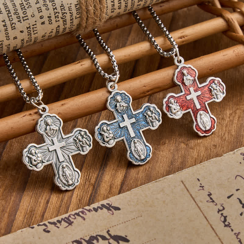 Christianartworkshop Collier à quatre croix sacrées et chaîne : symbole de douce protection céleste - image 0