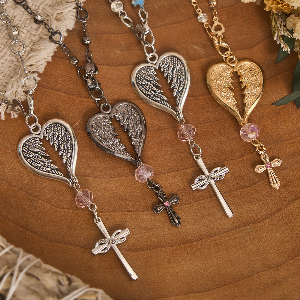 Porte-clés Cœur et Ailes d'Ange Gardien de Christianartworkshop pour voiture : Un doux rappel de protection - image 1