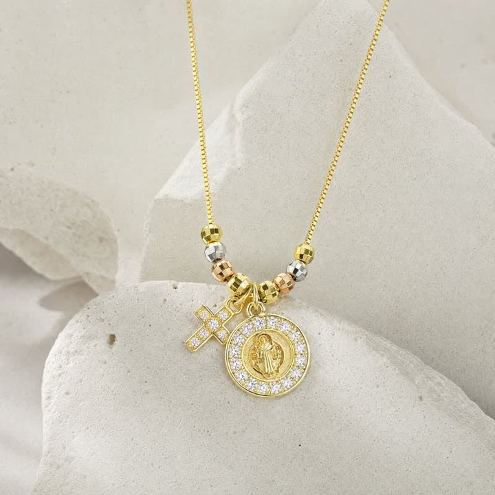 Collier pendentif croix de Saint Benoît en perles mixtes, Christianartworkshop : symbole de protection sacrée éternelle - image 9