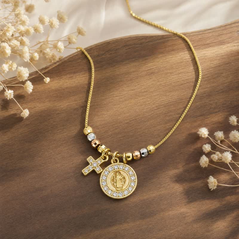 Collier pendentif croix de Saint Benoît en perles mixtes, Christianartworkshop : symbole de protection sacrée éternelle - image 10