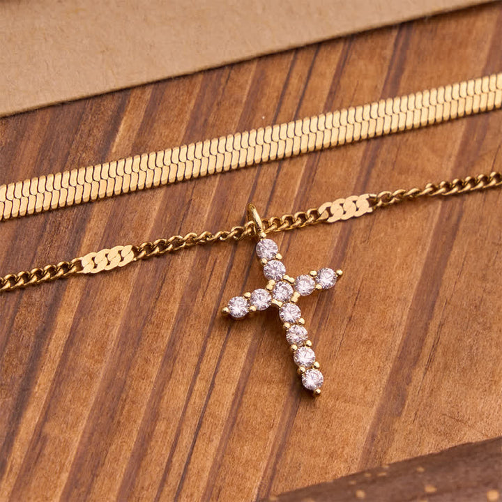 Christianartworkshop Bracelet double chaîne croix empilable et élégant : symbole de sérénité divine - image 4