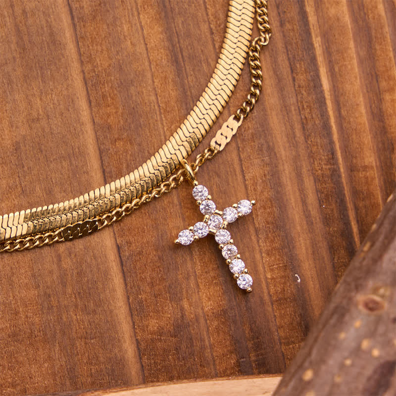 Christianartworkshop Bracelet double chaîne croix empilable et élégant : symbole de sérénité divine - image 6