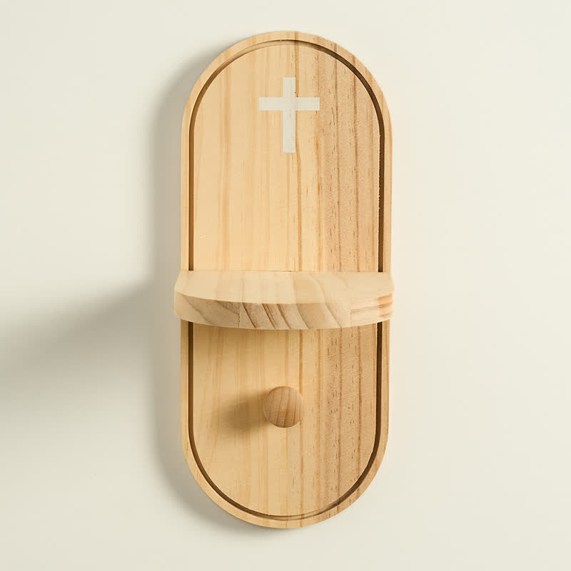 Christianartworkshop Étagère d'autel en bois avec croix imprimée : porteuse d'une bénédiction sacrée et intemporelle - Croix - image 0