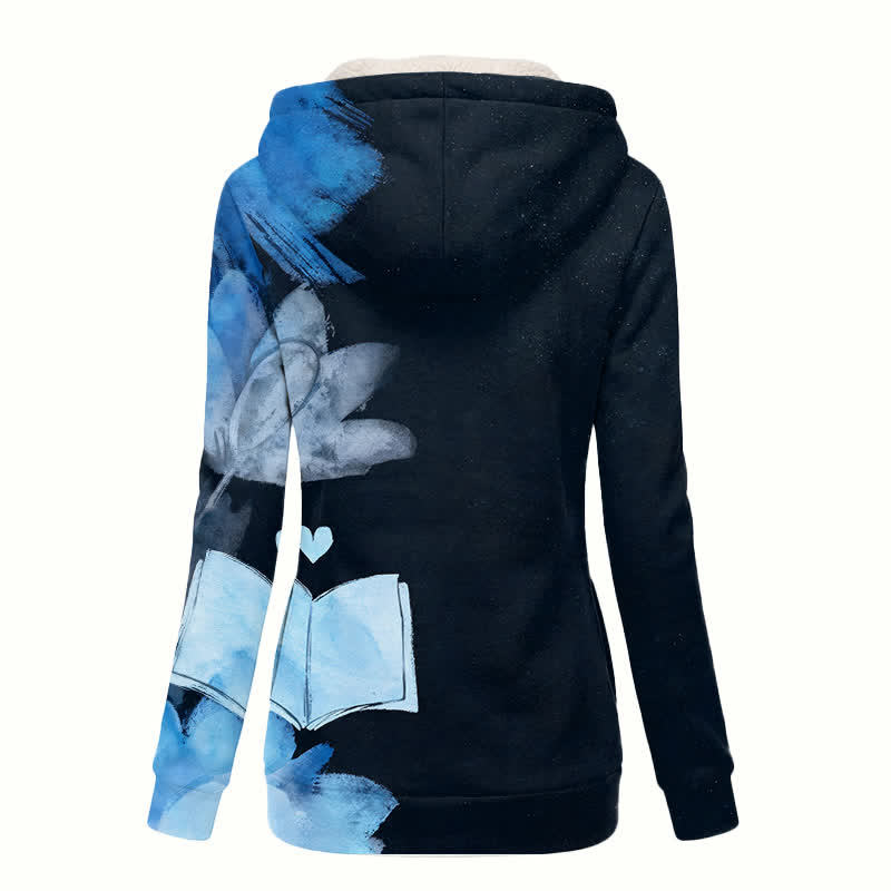 Christianartworkshop Manteau d'hiver confortable à capuche en sherpa à motif floral croisé - image 1
