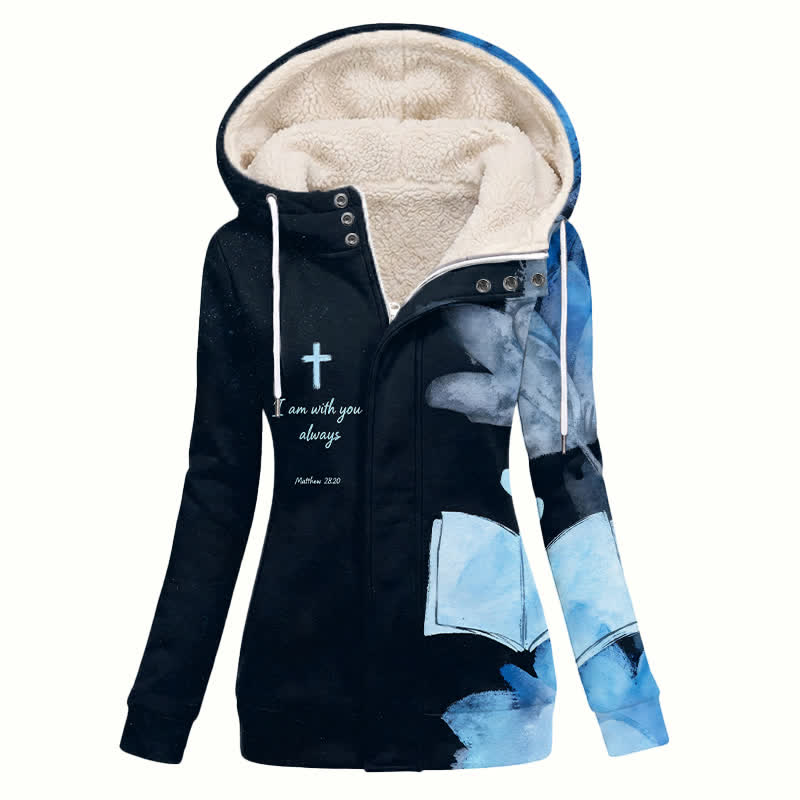 Christianartworkshop Manteau d'hiver confortable à capuche en sherpa à motif floral croisé - US16, UK/AU20, EU48 (4XL) - image 0