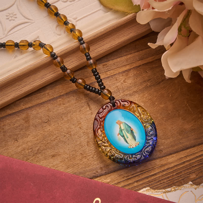 Christianartworkshop Collier de perles de verre de la collection Sainte Figure : Symbole de doux souvenir divin - Notre-Dame B - image 17