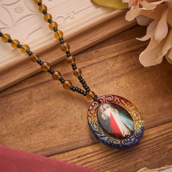Christianartworkshop Collier de perles de verre de la collection Sainte Figure : Symbole de doux souvenir divin - Jésus C - image 7