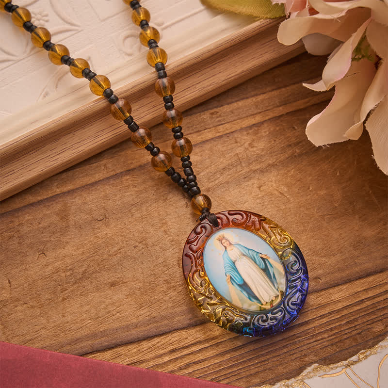 Christianartworkshop Collier de perles de verre de la collection Sainte Figure : Symbole de doux souvenir divin - Notre-Dame et Sacré-Cœur B - image 21