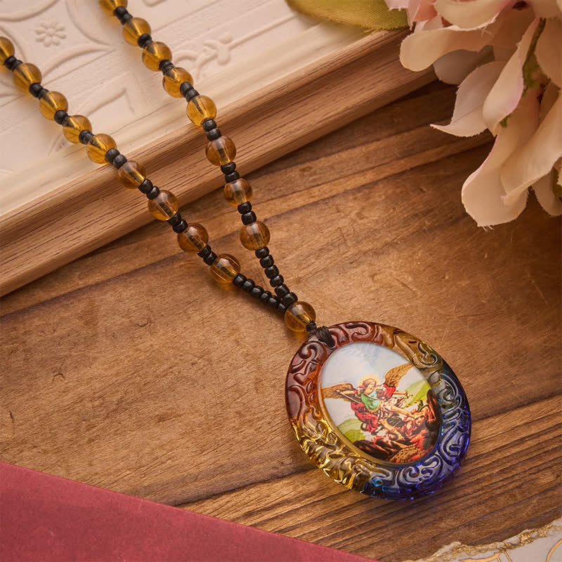 Christianartworkshop Collier de perles de verre de la collection Sainte Figure : Symbole de doux souvenir divin - Saint Michel - image 25