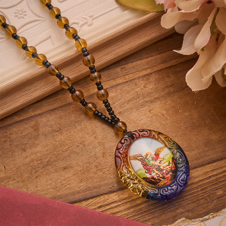 Christianartworkshop Collier de perles de verre de la collection Sainte Figure : Symbole de doux souvenir divin - Saint Michel - image 25