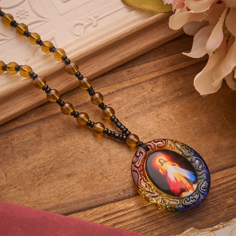 Christianartworkshop Collier de perles de verre de la collection Sainte Figure : Symbole de doux souvenir divin - Jésus A - image 5