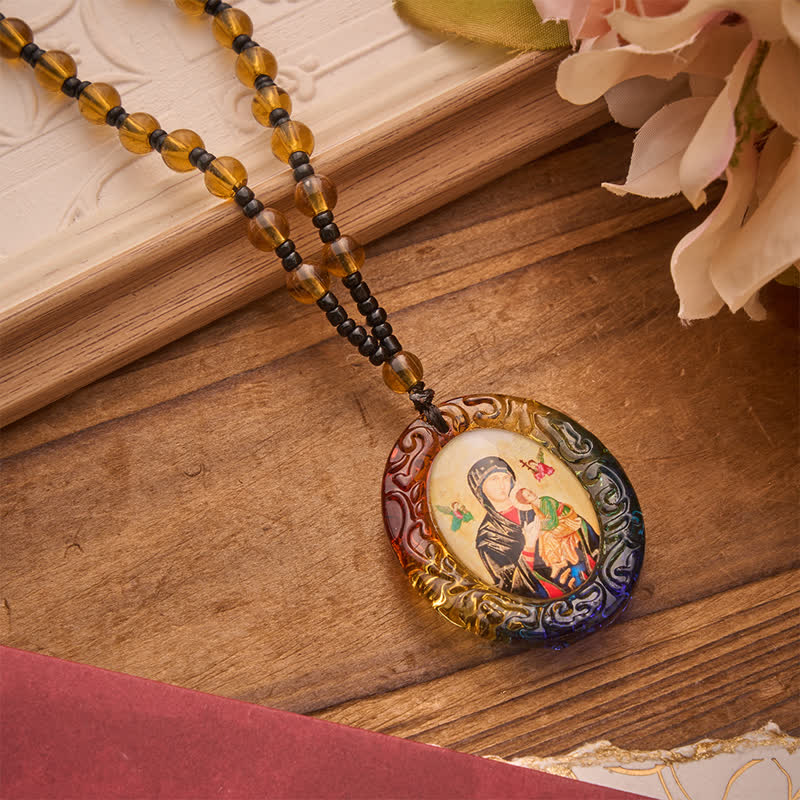 Christianartworkshop Collier de perles de verre de la collection Sainte Figure : Symbole de doux souvenir divin - Notre-Dame G - image 28