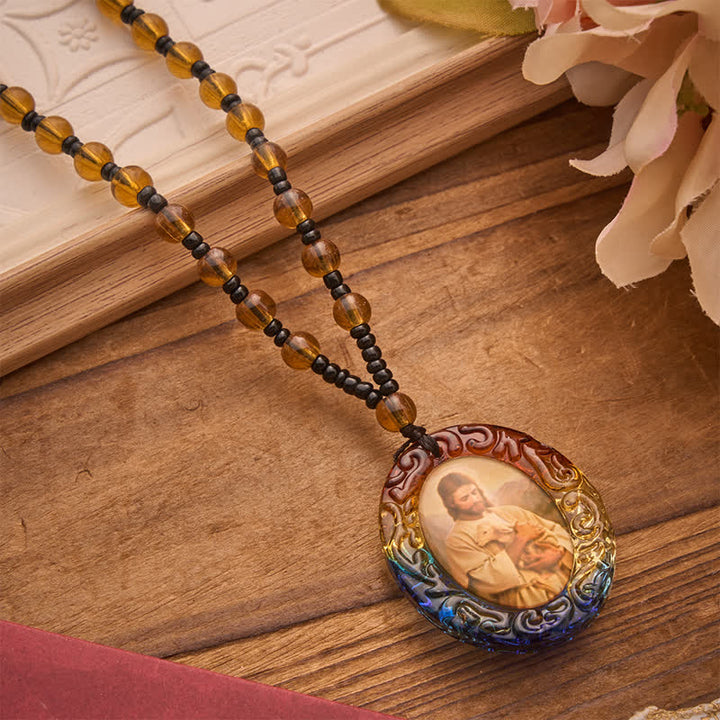 Christianartworkshop Collier de perles de verre de la collection Sainte Figure : Symbole de doux souvenir divin - Le Bon Berger A - image 14