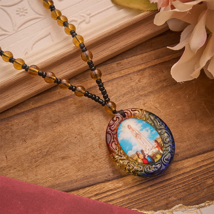 Christianartworkshop Collier de perles de verre de la collection Sainte Figure : Symbole de doux souvenir divin - Notre-Dame E - image 24