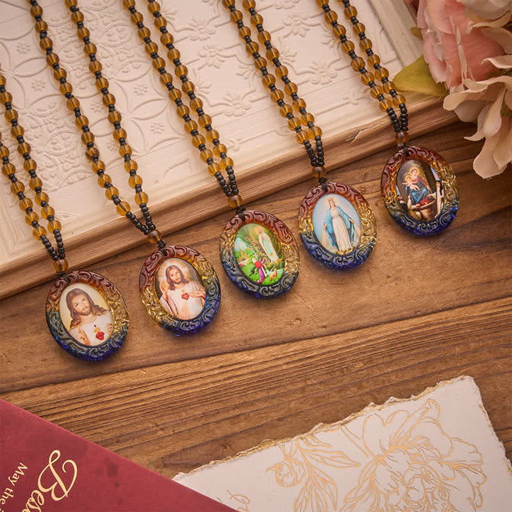Christianartworkshop Collier de perles de verre de la collection Sainte Figure : Symbole de doux souvenir divin - image 3