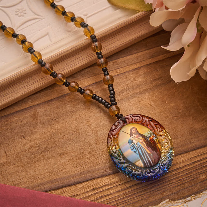 Christianartworkshop Collier de perles de verre de la collection Sainte Figure : Symbole de doux souvenir divin - Le Bon Berger C - image 26