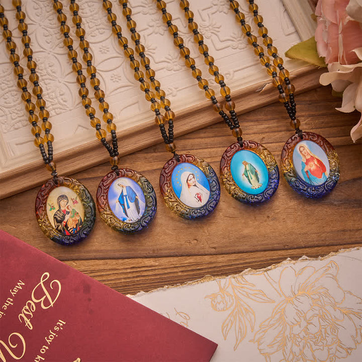 Christianartworkshop Collier de perles de verre de la collection Sainte Figure : Symbole de doux souvenir divin - image 1