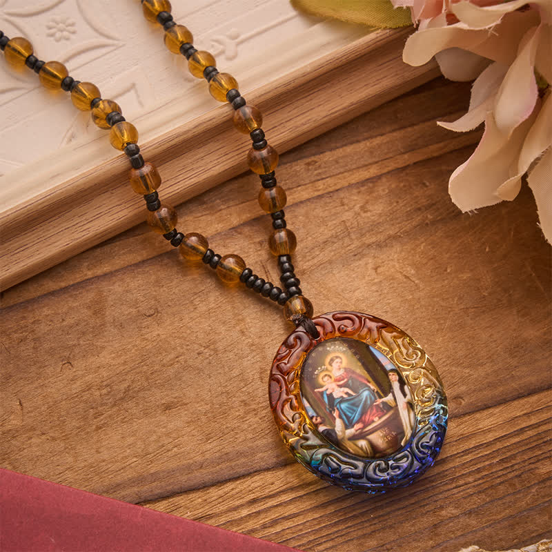Christianartworkshop Collier de perles de verre de la collection Sainte Figure : Symbole de doux souvenir divin - Notre-Dame H - image 29
