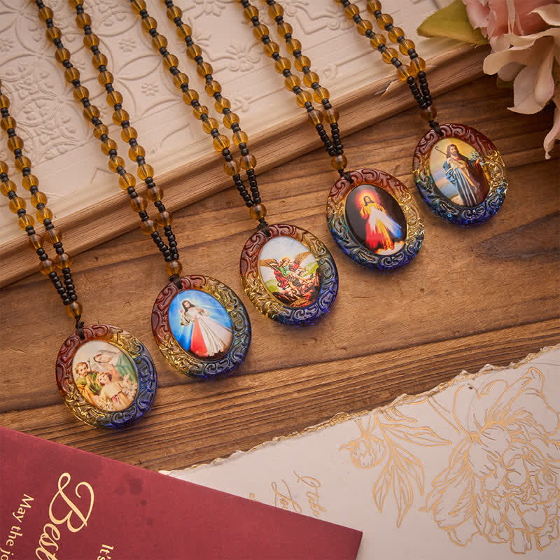 Christianartworkshop Collier de perles de verre de la collection Sainte Figure : Symbole de doux souvenir divin - image 4
