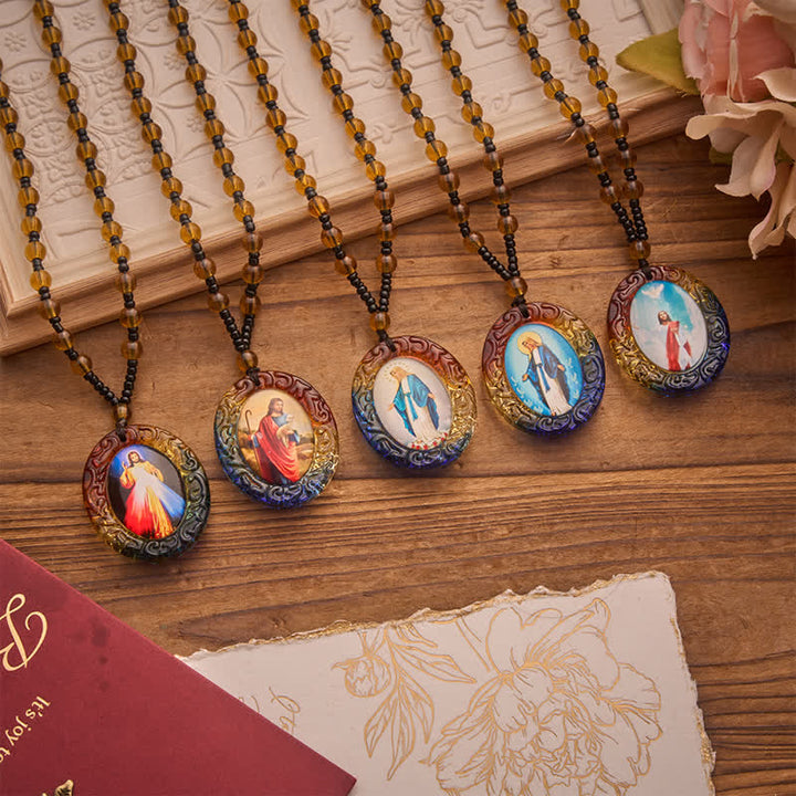 Christianartworkshop Collier de perles de verre de la collection Sainte Figure : Symbole de doux souvenir divin - image 0