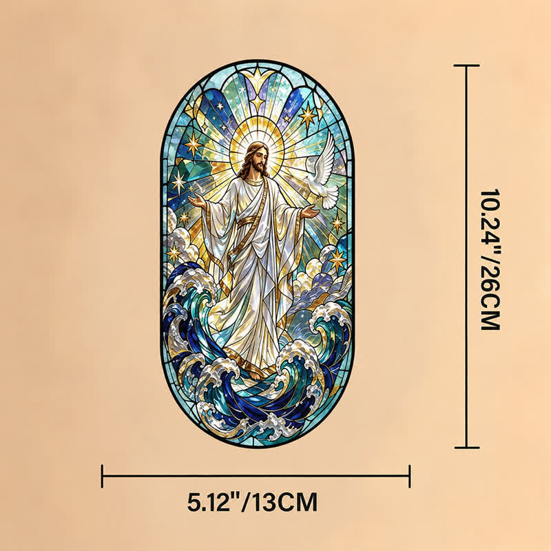 Attrape-soleil décoratif suspendu en verre sacré représentant Jésus, symbole de dévotion silencieuse, par Christianartworkshop - Jésus - image 7