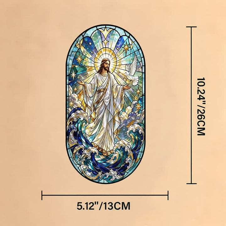 Attrape-soleil décoratif suspendu en verre sacré représentant Jésus, symbole de dévotion silencieuse, par Christianartworkshop - Jésus - image 7