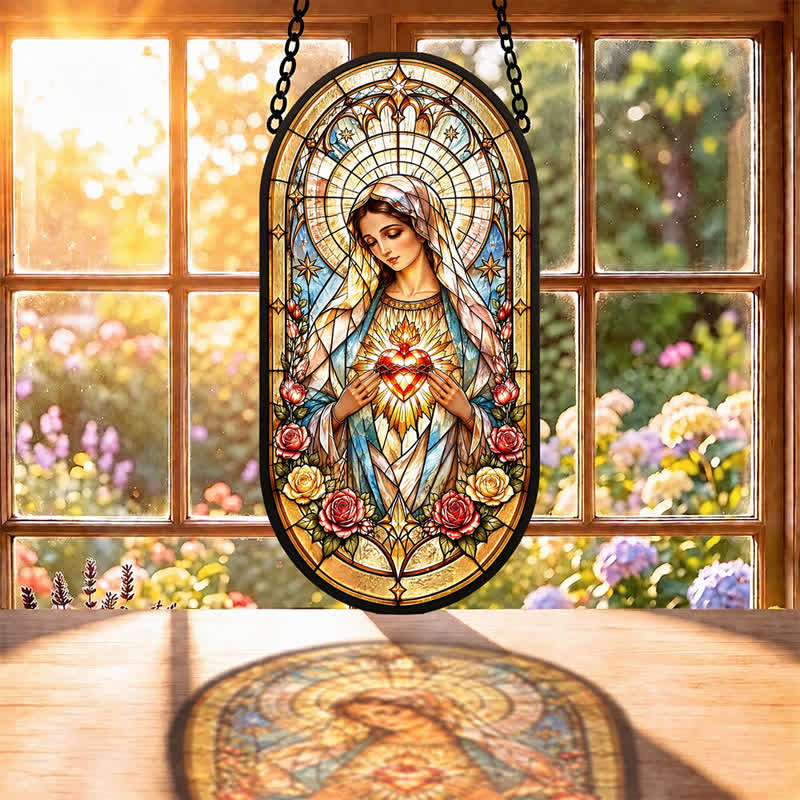 Attrape-soleil en verre encadré de Notre-Dame, par Christianartworkshop : Phare de grâce céleste intemporelle - image 1