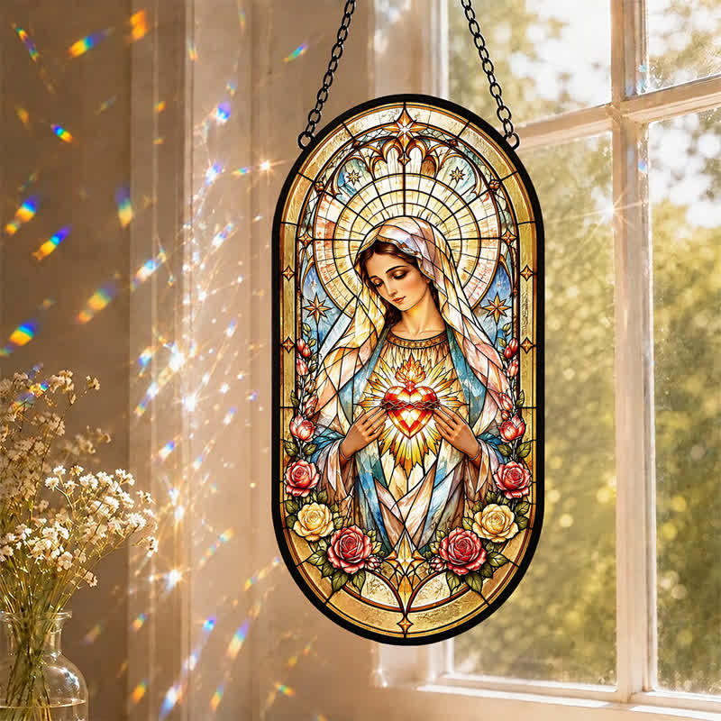 Attrape-soleil en verre encadré de Notre-Dame, par Christianartworkshop : Phare de grâce céleste intemporelle - image 0