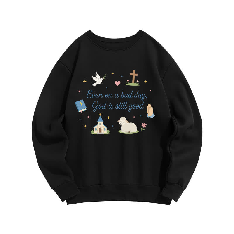 Christianartworkshop Sweat-shirt graphique à col rond confortable « Dieu est toujours bon » - Noir - 2XL - image 3