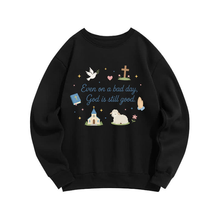 Christianartworkshop Sweat-shirt graphique à col rond confortable « Dieu est toujours bon » - Noir - 2XL - image 3
