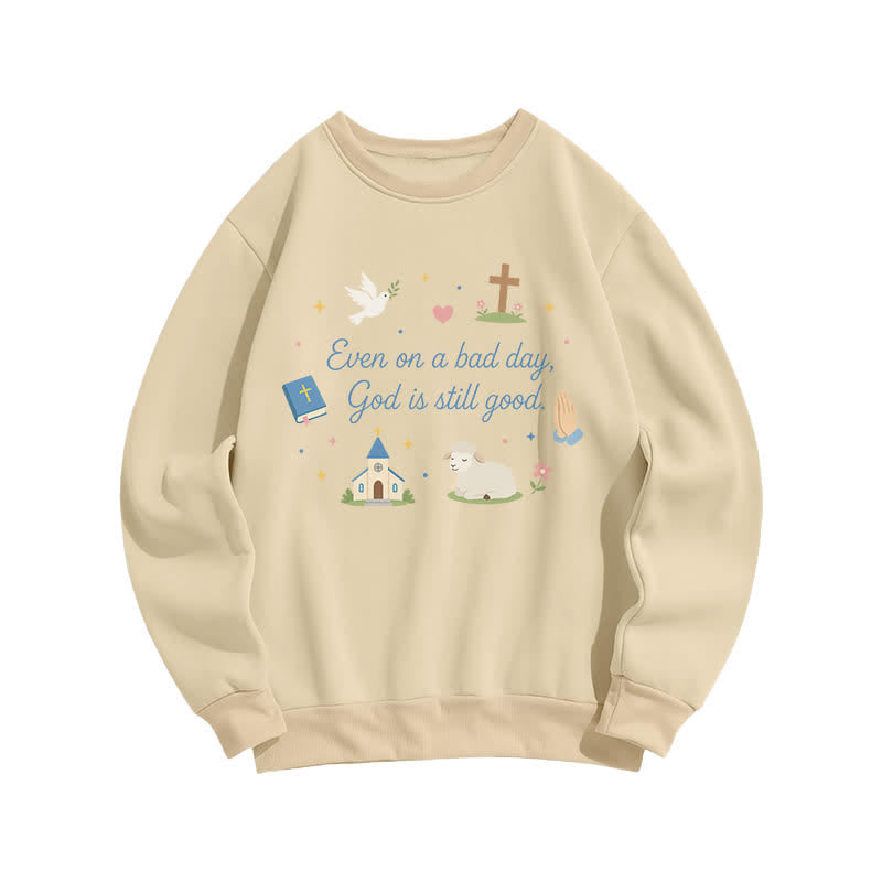 Christianartworkshop Sweat-shirt graphique à col rond confortable « Dieu est toujours bon » - Abricot - 2XL - image 0