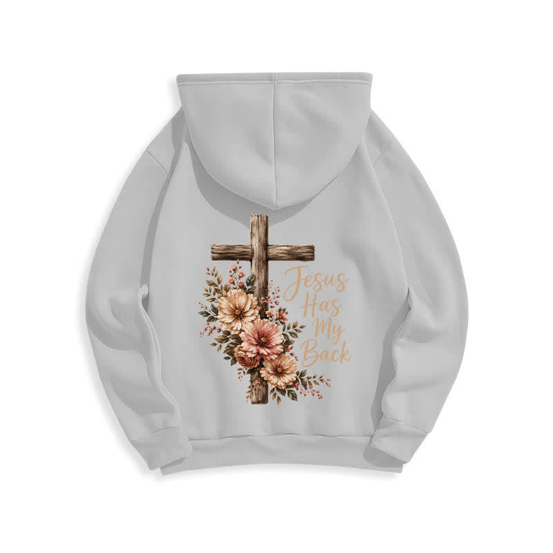Christianartworkshop Sweat à capuche blanc à motif floral et croix « Jésus me protège » - image 7