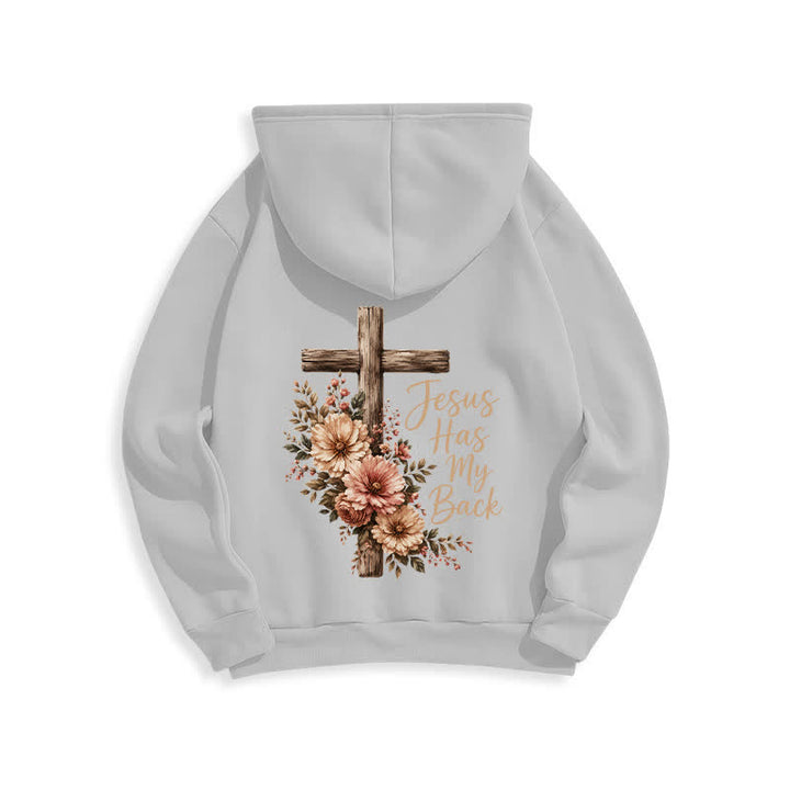 Christianartworkshop Sweat à capuche blanc à motif floral et croix « Jésus me protège » - image 7