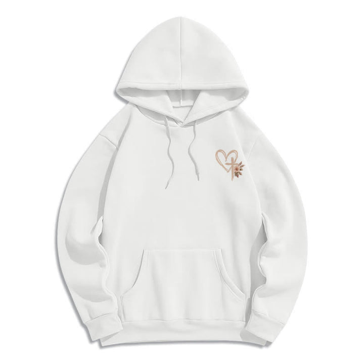 Christianartworkshop Sweat à capuche blanc à motif floral et croix « Jésus me protège » - image 2