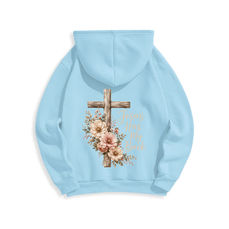 Christianartworkshop Sweat à capuche blanc à motif floral et croix « Jésus me protège » - image 19