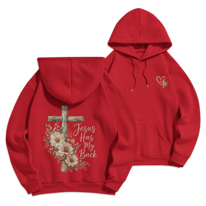 Christianartworkshop Sweat à capuche blanc à motif floral et croix « Jésus me protège » - Rouge - 2XL - image 15