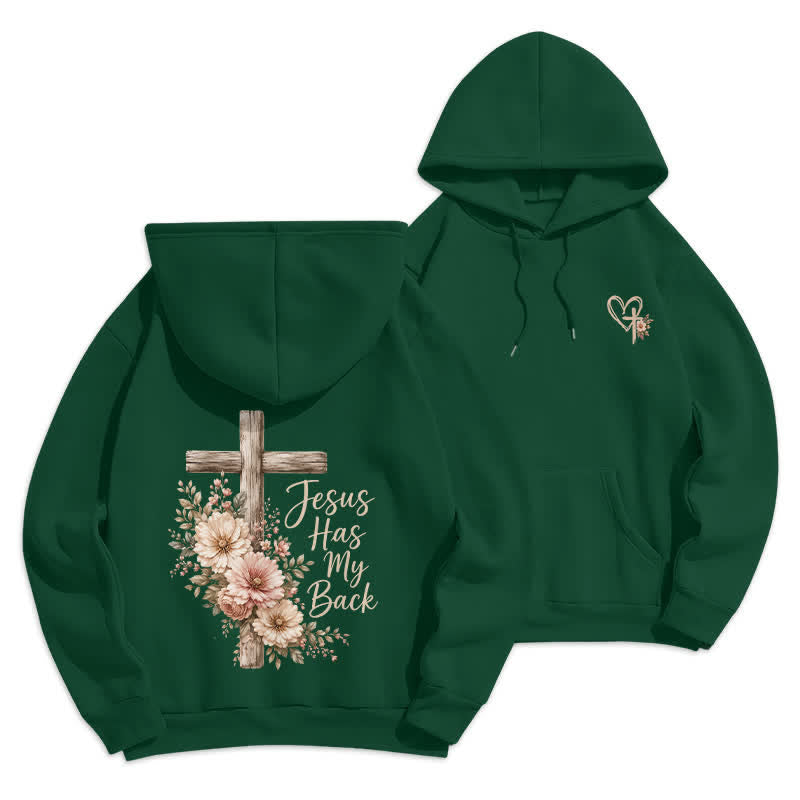Christianartworkshop Sweat à capuche blanc à motif floral et croix « Jésus me protège » - Vert - 2XL - image 12