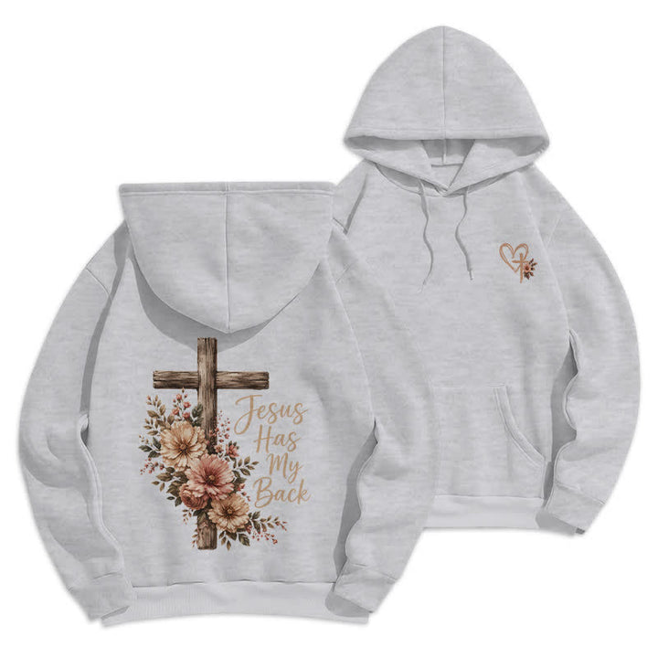 Christianartworkshop Sweat à capuche blanc à motif floral et croix « Jésus me protège » - Gris - 2XL - image 6