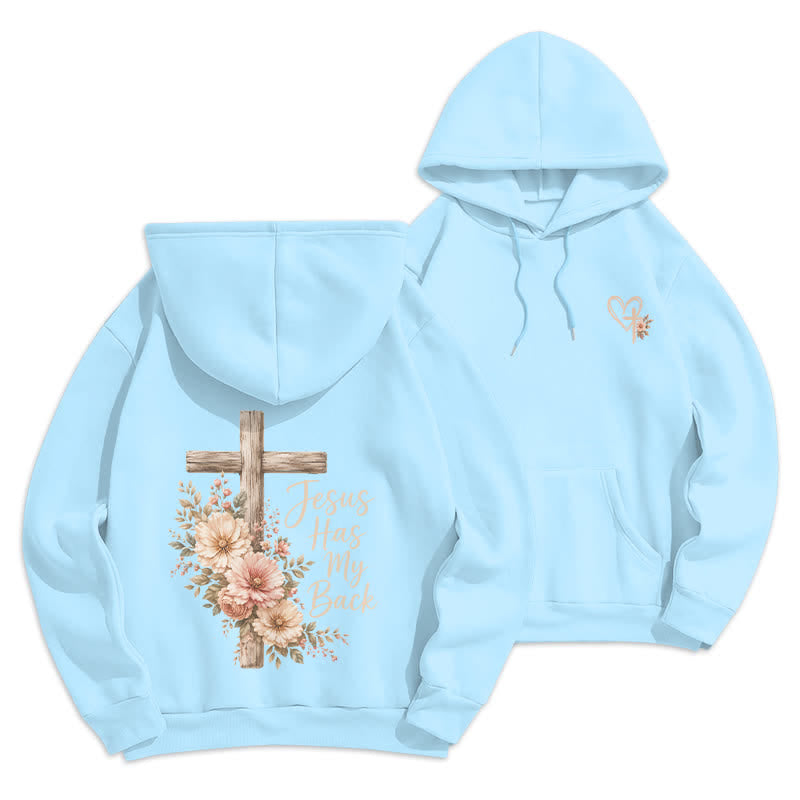 Christianartworkshop Sweat à capuche blanc à motif floral et croix « Jésus me protège » - Bleu - 2XL - image 18
