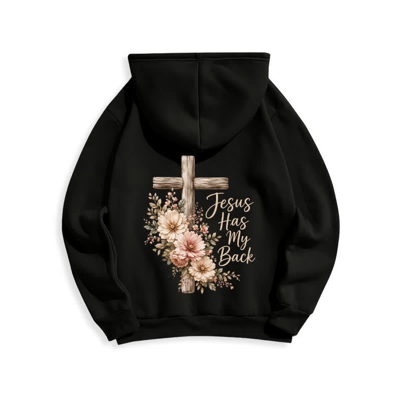 Christianartworkshop Sweat à capuche blanc à motif floral et croix « Jésus me protège » - image 5