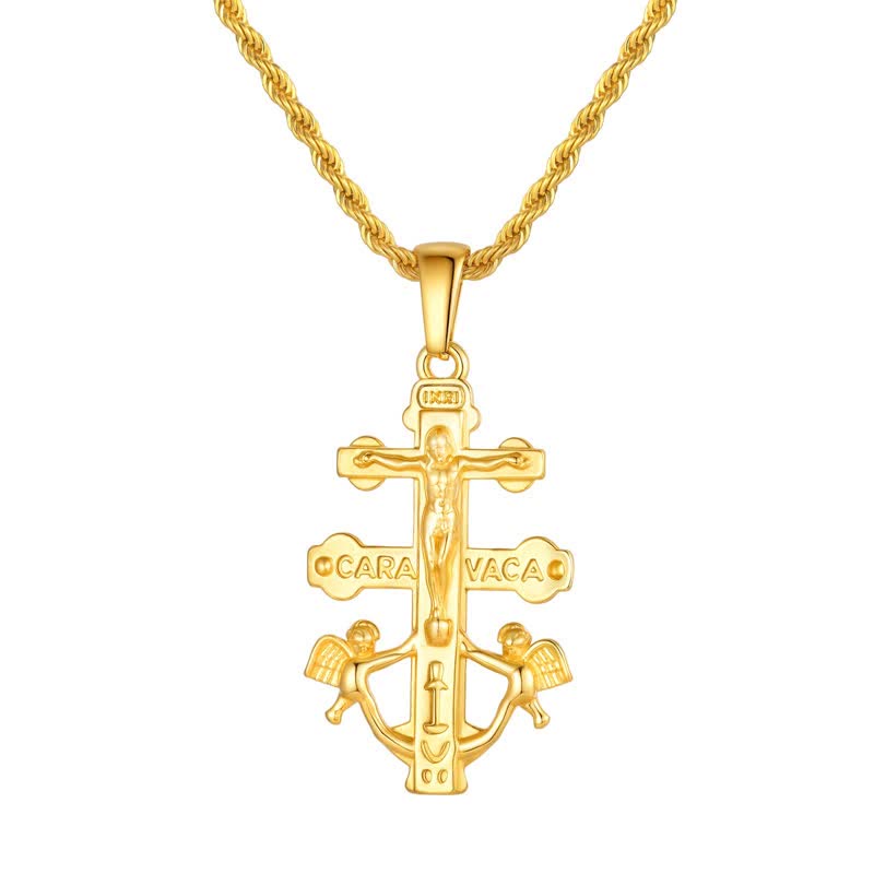 Christianartworkshop Collier en corde avec crucifix Caravaca finement travaillé : Signe d'une grâce sacrée et constante - Crucifix - image 0