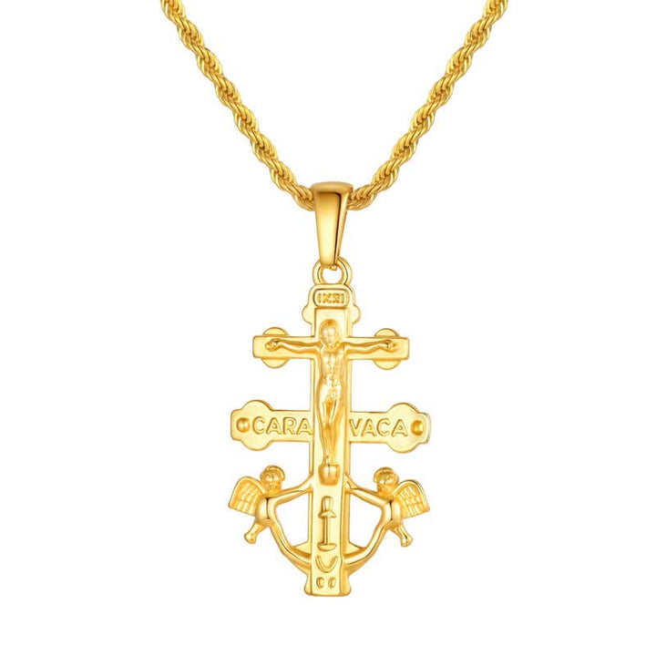 Christianartworkshop Collier en corde avec crucifix Caravaca finement travaillé : Signe d'une grâce sacrée et constante - Crucifix - image 0